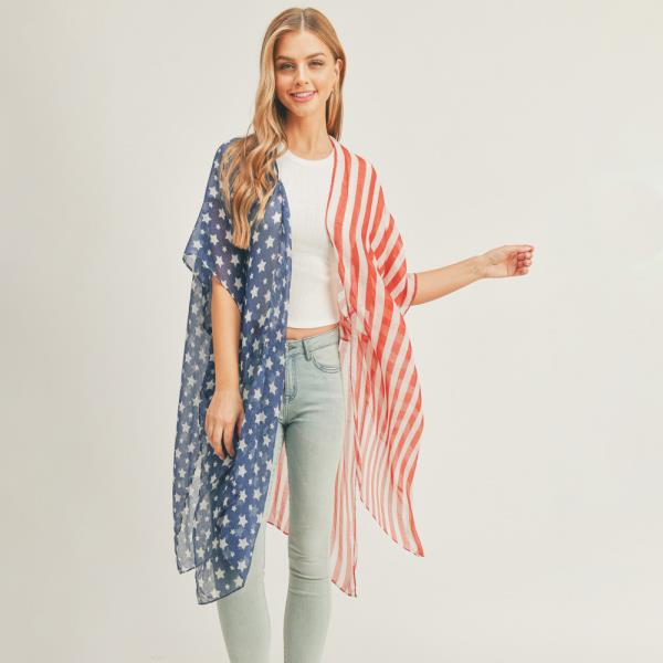 AMERICAN FLAG PRINT SKINNY KIMONO