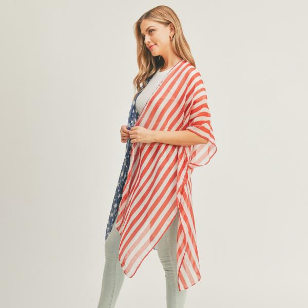 AMERICAN FLAG PRINT SKINNY KIMONO