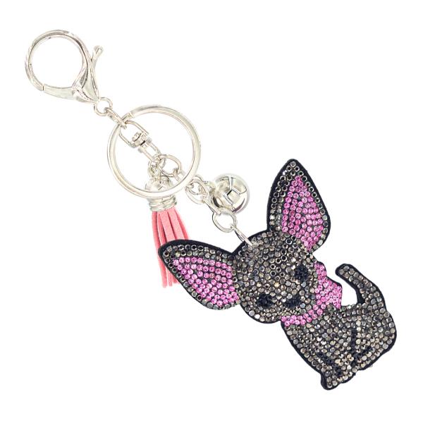 CUTE RHINESTONE DOG TASSEL KEY CHAIN