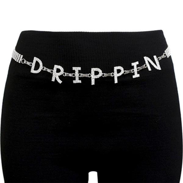 RHINESTONE DRIPPIN INITIAL CHAIN BELT