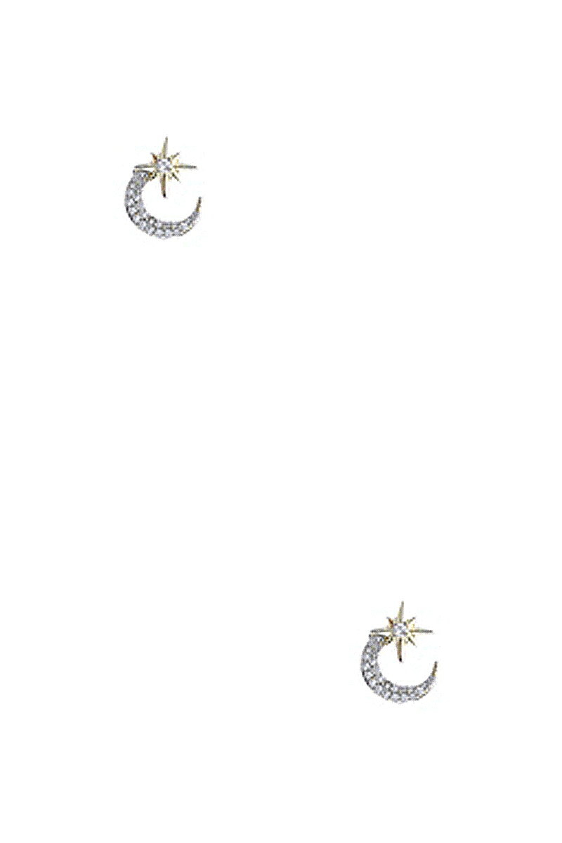 FASHION CRYSTAL MOON AND STAR STUD EARRING