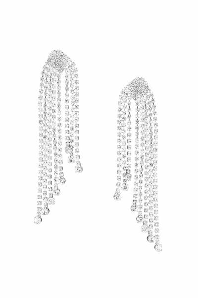 RHINESTONE TASSEL DROP EARRING