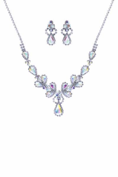 BRIDAL STATEMENT RHINESTONE NECKLACE EARRING SET