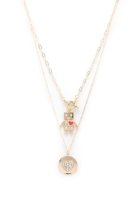 ROBOT CHARM LAYERED NECKLACE
