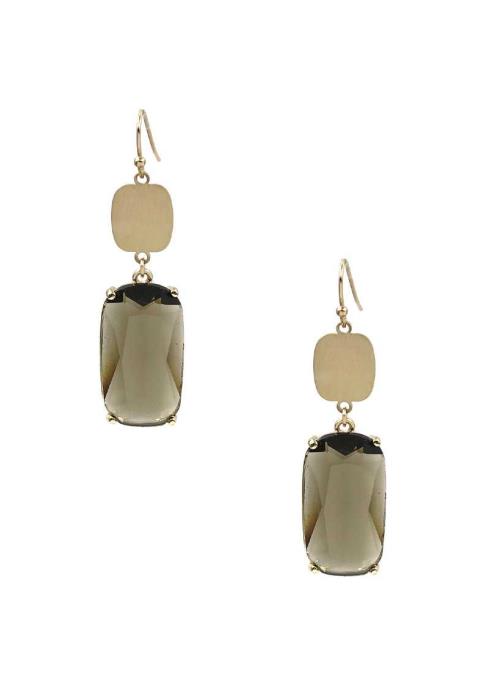 METAL CRYSTAL STONE OVAL SQUARE SHAPE EARRING