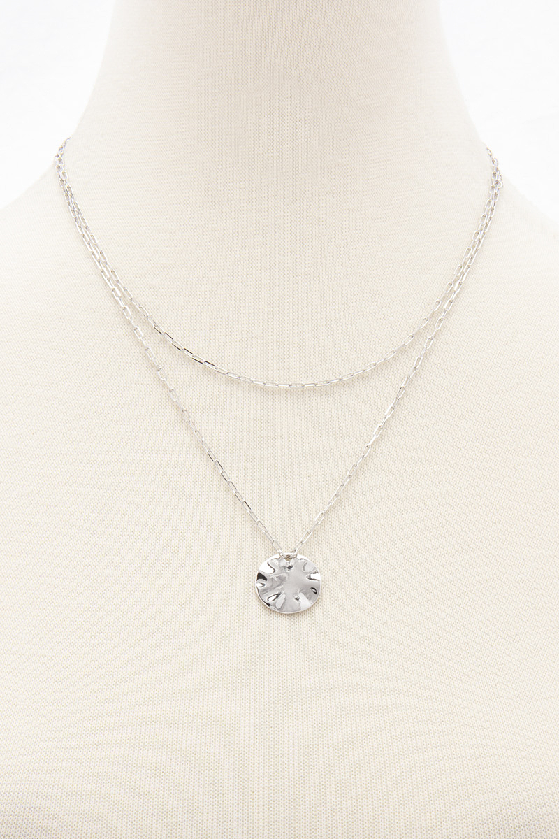BENT DISC LAYERED NECKLACE