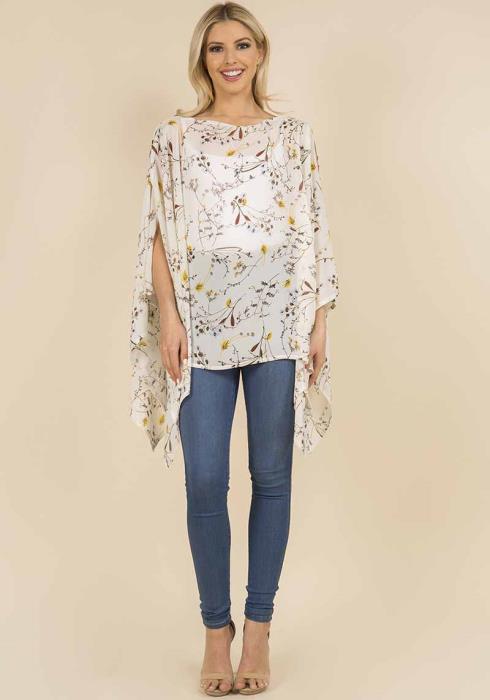 FASHION FLOWER PRINT PONCHO