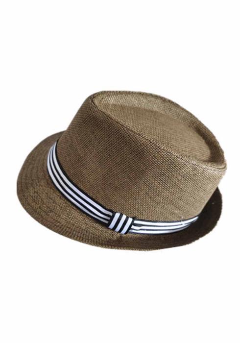 FASHION STRAW STRIPE STRAPS PANAMA HAT