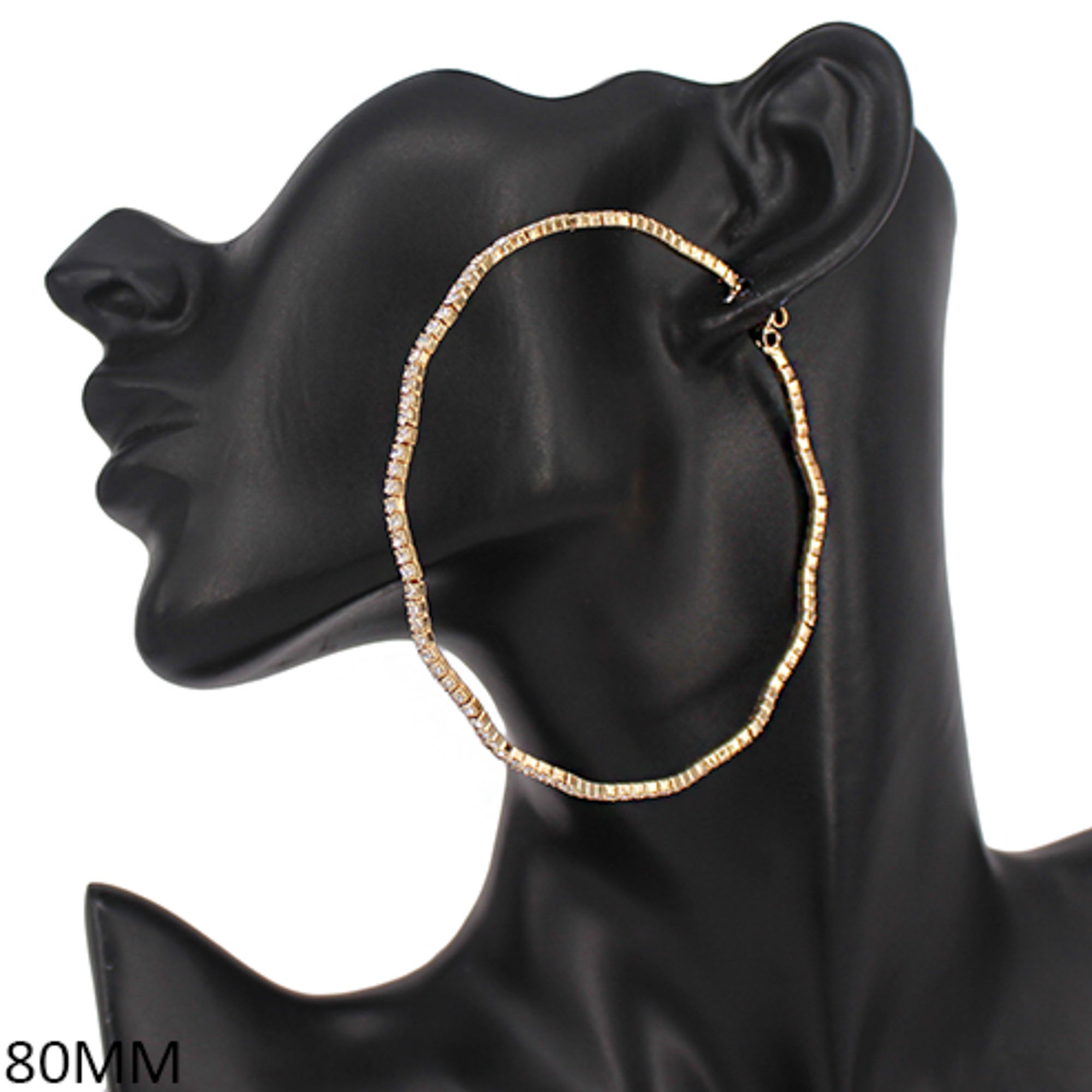 WAVY RHINESTONE EDGE HOOP EARRING