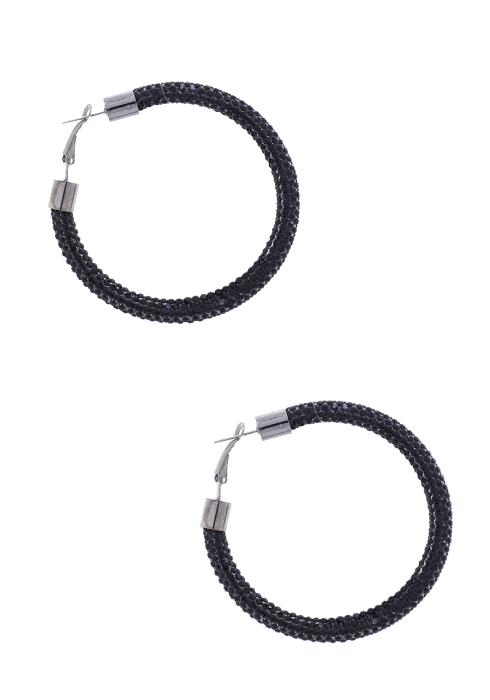 RHINESTONE EDGE TUBE HOOP EARRING