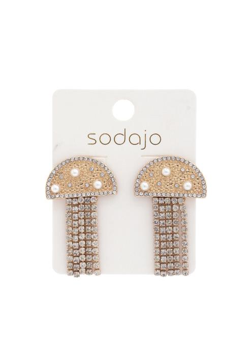 SODAJO RHINESTONE DANGLE MUSHROOM EARRING