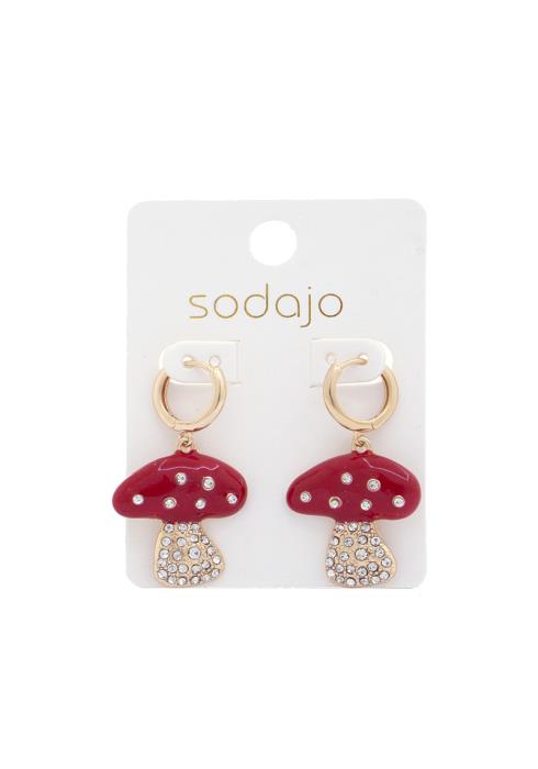 SODAJO MUSHROOM RHINESTONE HUGGIE EARRING