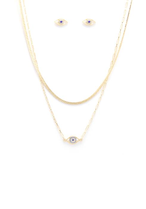 EVIL EYE CHARM LAYERED NECKLACE