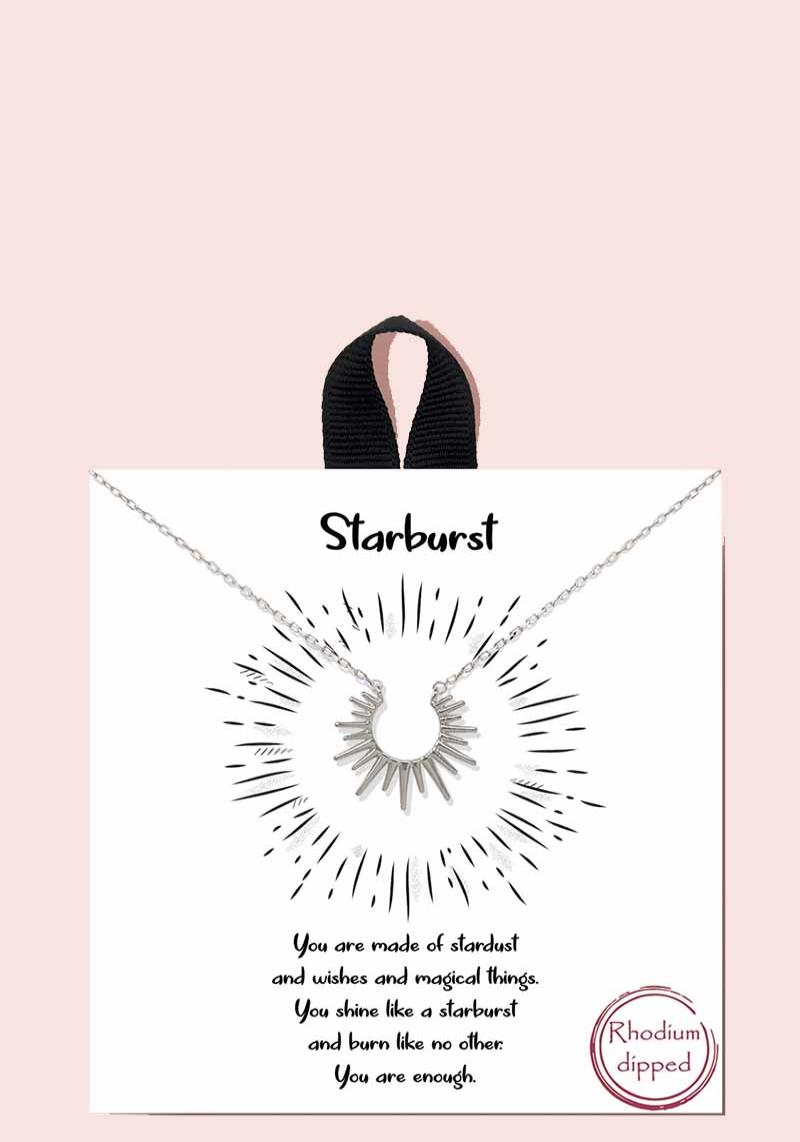 18K GOLD RHODIUM DIPPED STARBURST PENDANT NECKLACE