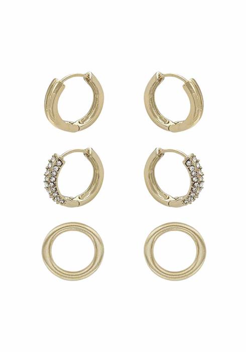 METAL HUGGIE EARRING 3 PAIR SET
