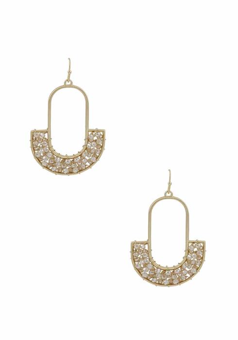 GLASS BEAD OVAL DANGLE EARRING