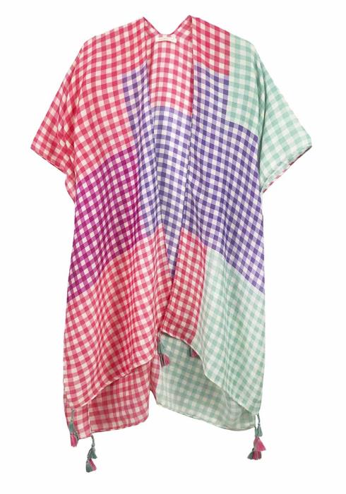 COLORBLOCK GINGHAM KIMONO