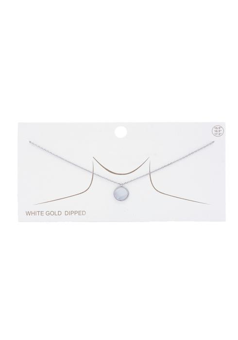 MOTHER OF PEARL COIN GOLD DIPPED NECKLACE