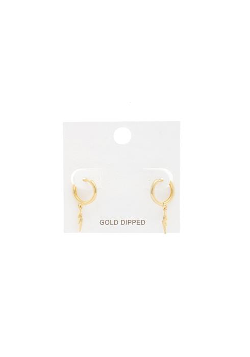 DAINTY LIGHTING BOLT GOLD DIPPED HUGGIE EARRING