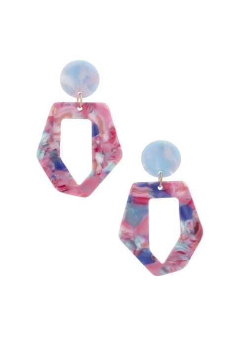 ACETATE GEOMETIRC SHAPE POST DROP EARRING