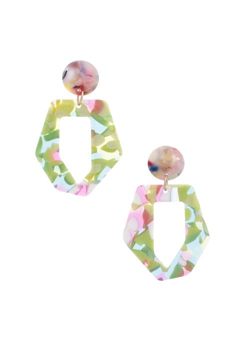 ACETATE GEOMETIRC SHAPE POST DROP EARRING