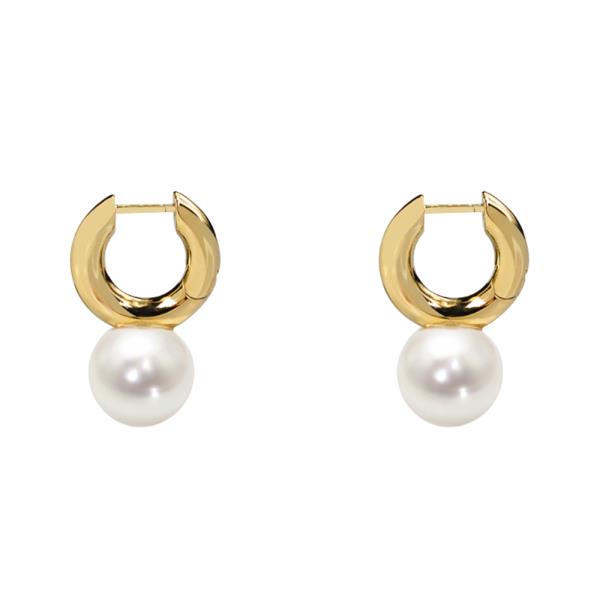 PEARL BEAD 14K GOLD DPPED HUGGIE EARRING