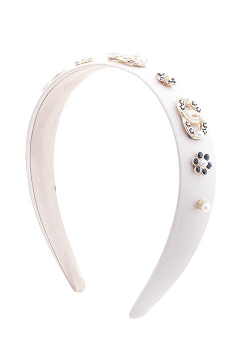 PEARL METAL FLOWER JOINED RING HAIR HEADBAND