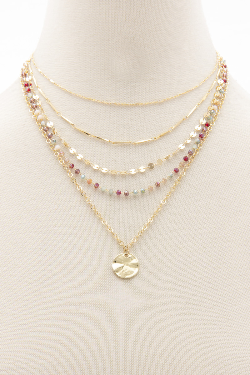HAMMERED COIN CHARM LAYERED NECKLACE