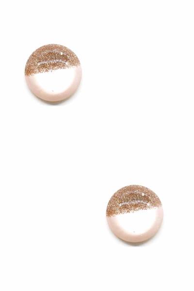 RESIN HALF GLITTER STUD EARRING