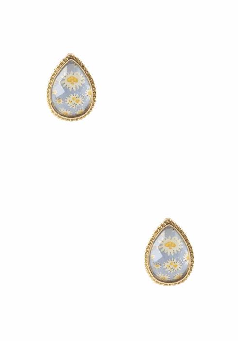 CRYSTAL FLOWER PRINT TEARDROP STUD EARRING