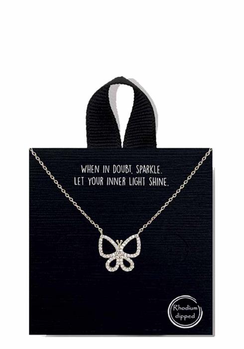 18K GOLD RHODIUM DIPPED BUTTERFLY PENDANT NECKLACE