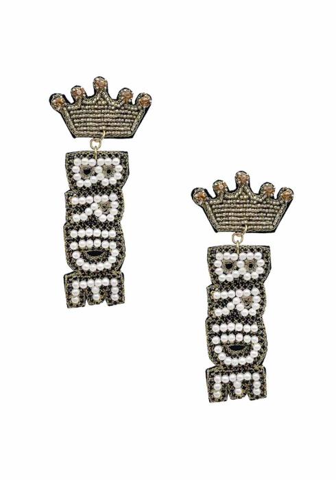 BRIDE CROWN BEAD DROP EARRING