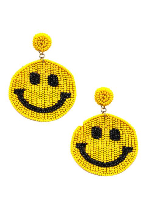 BEAD SMILEY FACE EARRING