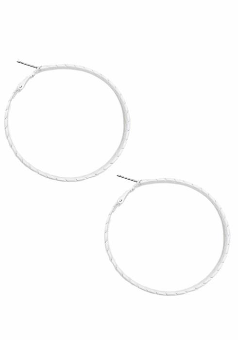 COLOR PAINTED METAL WOVEN TEXTURED HOOP EARRING