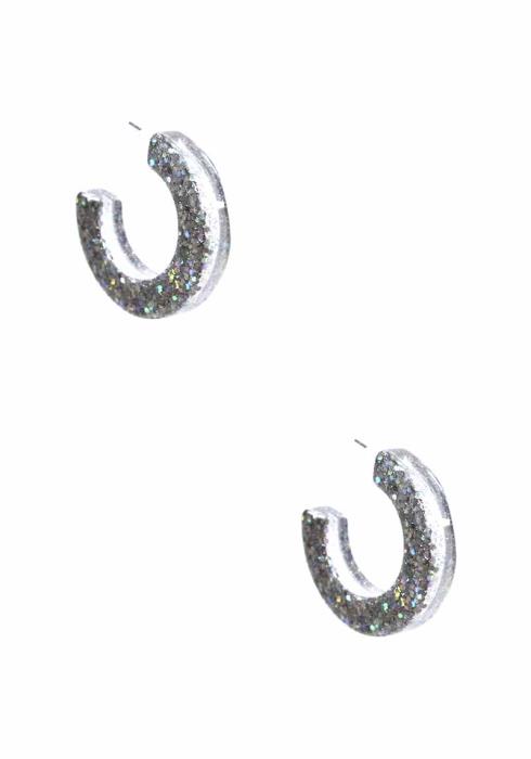 RESIN GLITTER HOOP EARRING