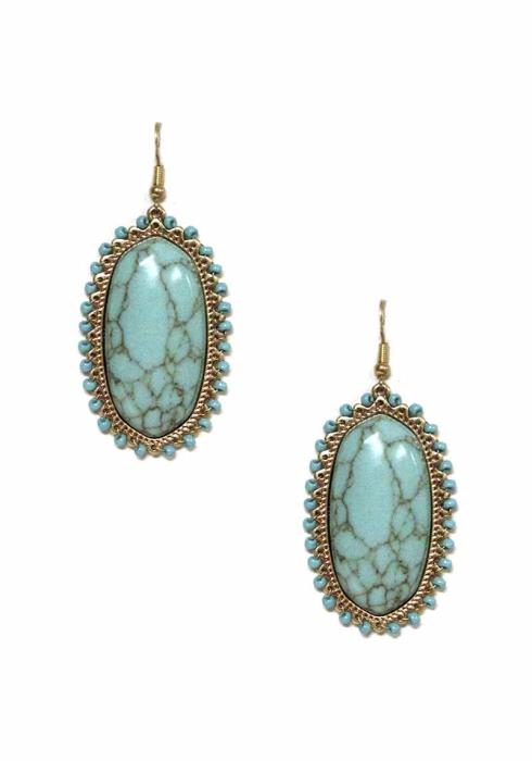 WESTERN STYLE MARBLING STONE DANGLE EARRING