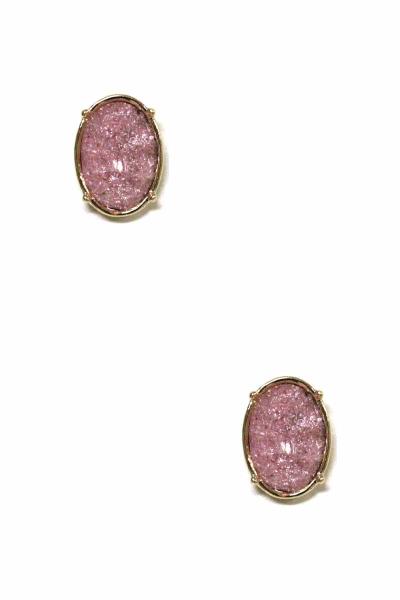 GLITTER OVAL STUD EARRING