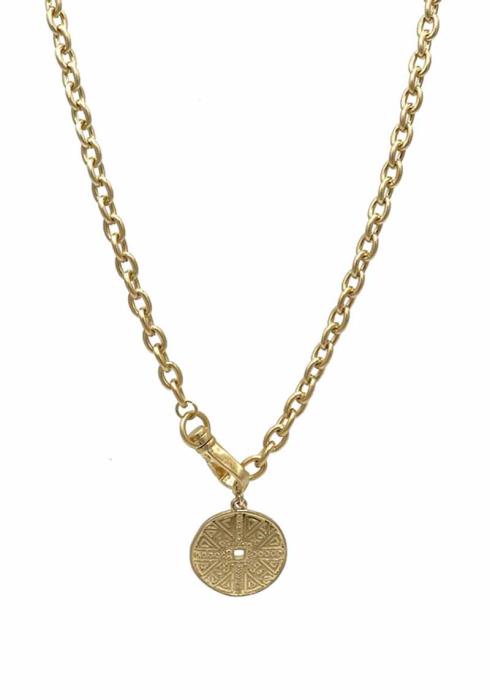 METAL CHAIN ROUND PENDANT NECKLACE