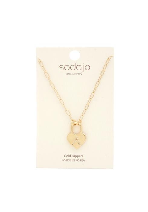 SODAJO INITIAL HEART CHARM GOLD DIPPED NECKLACE