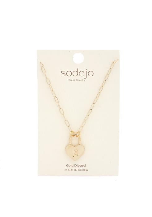 SODAJO INITIAL HEART CHARM GOLD DIPPED NECKLACE