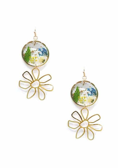 FLOWER RESIN FLOWER DANGLE EARRING