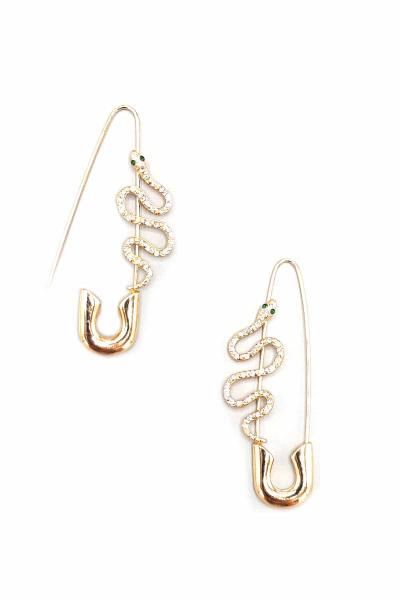 METAL CLOTHING PIN SNAKE EARRING