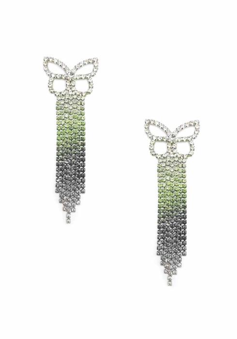 COLOR RHINESTONE BUTTERFLY TASSEL EARRING