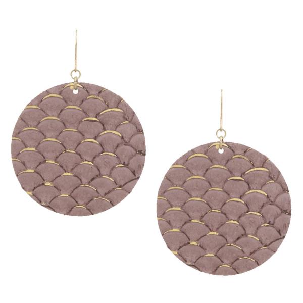 ROUND GENUINE LEATHER DANGLE EARRING