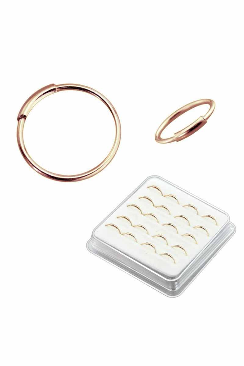 O RING WITH TUBE STERLING SILVER ROSE GOLD NOSE HOOP RING (20 PC)