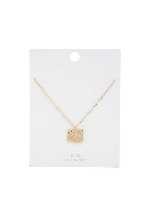 EYE SQUARE CHARM METAL NECKLACE