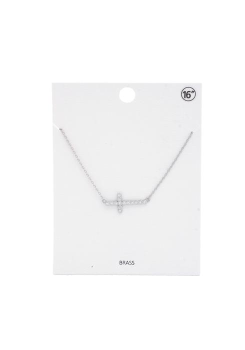 CROSS RHINESTONE CHARM NECKLACE