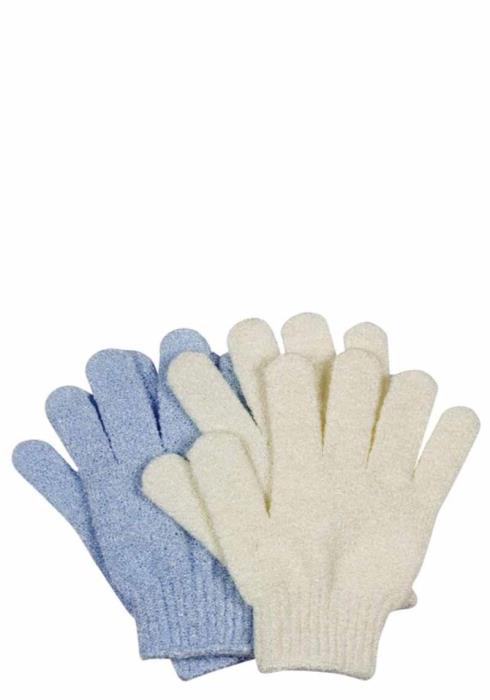 EXFOLIATING SPA GLOVES (IVORY/BABY BLUE)