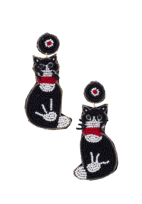 SEED BEAD CAT EARRING