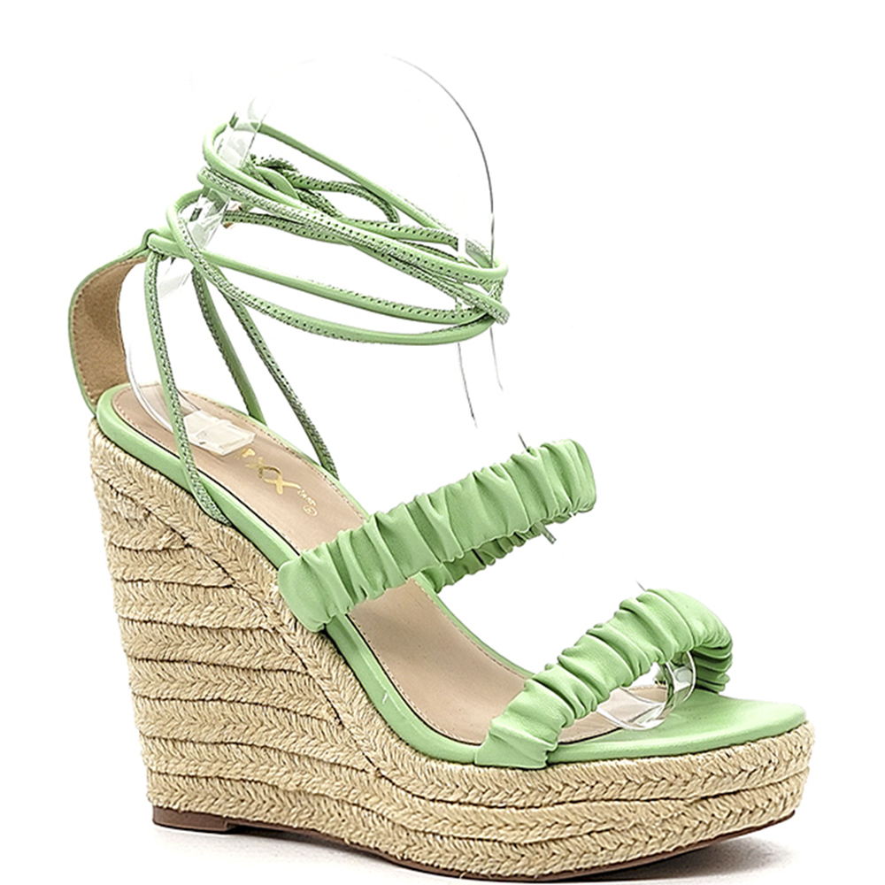 FASHION WRINKLED STRAP STRING STRAW WEDGE SHOES (12 PAIR)